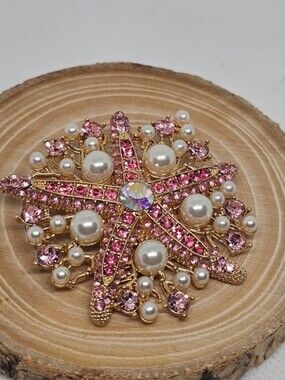 Starfish and Pearl Brooch